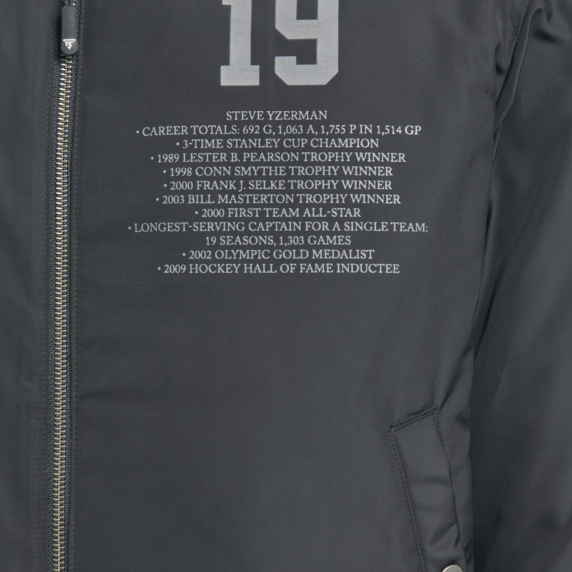 Veste bomber réversible zippée pour homme FE Steve Yzerman rouge/noir des Red Wings de Détroit